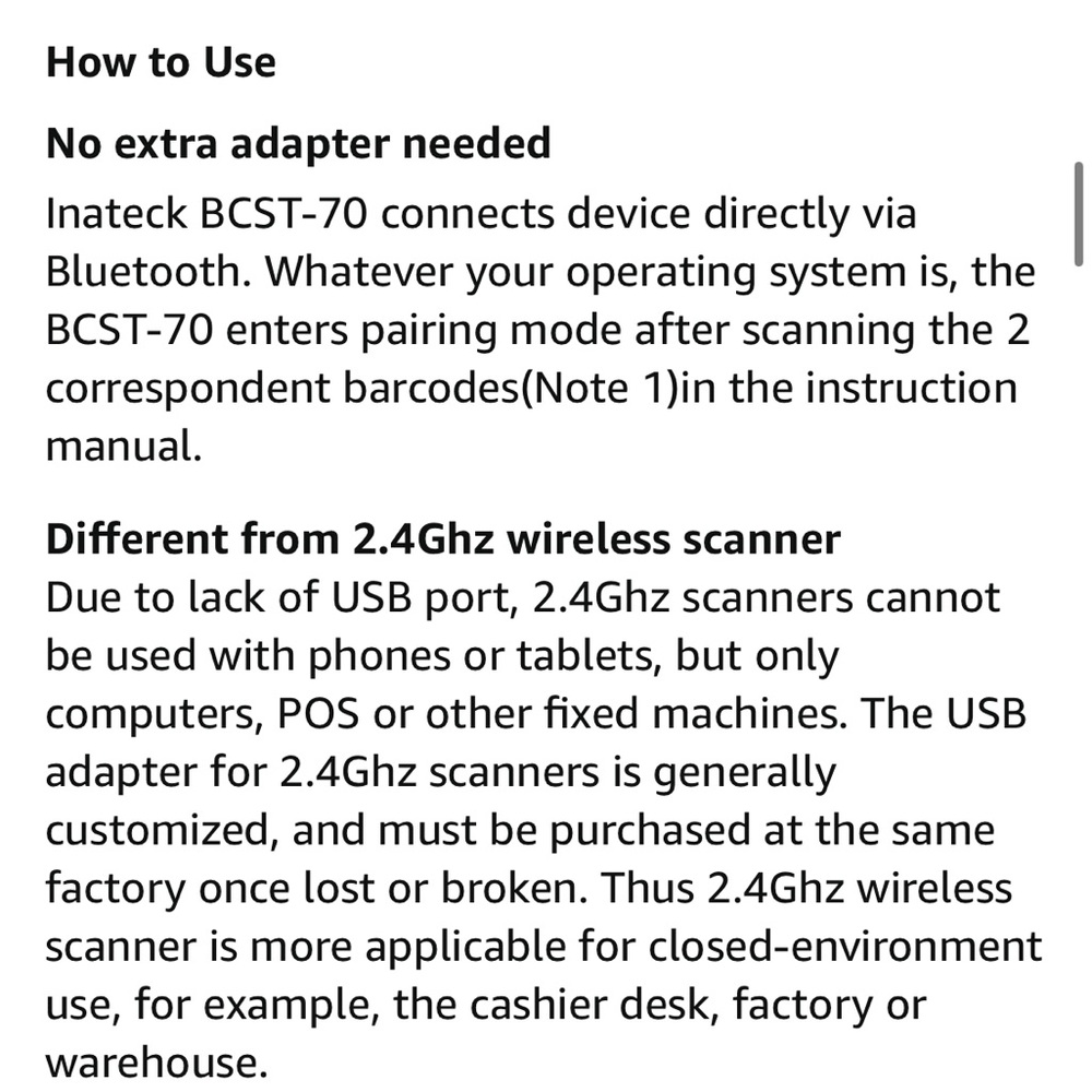 Inatech Barcode Scanner bcst-70 - Picture 7 of 9